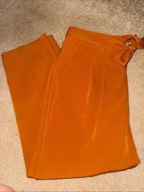 Women’s Orange Tie-Waist Dress Pants